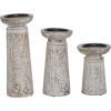 image:imageDeco 79 Wood Floral Handmade Decorative Candle Holder Intricate Carved Pillar Candle Stand Set of 3 Candlestick Holder 10 8 6H White