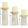 image:imageDeco 79 Wood Floral Handmade Decorative Candle Holder Intricate Carved Pillar Candle Stand Set of 3 Candlestick Holder 10 8 6H White