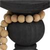 image:imageDeco 79 Wood Handmade Decorative Candle Holder Bubble Inspired Matte Candle Stand with Beaded Garland Accent Set of 3 Candlestick Holder 15 12 9 H Black