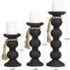 image:imageDeco 79 Wood Handmade Decorative Candle Holder Bubble Inspired Matte Candle Stand with Beaded Garland Accent Set of 3 Candlestick Holder 15 12 9 H Black