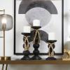 image:imageDeco 79 Wood Handmade Decorative Candle Holder Bubble Inspired Matte Candle Stand with Beaded Garland Accent Set of 3 Candlestick Holder 15 12 9 H Black