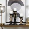 image:imageDeco 79 Wood Handmade Decorative Candle Holder Bubble Inspired Matte Candle Stand with Beaded Garland Accent Set of 3 Candlestick Holder 15 12 9 H Black