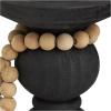 image:imageDeco 79 Wood Handmade Decorative Candle Holder Bubble Inspired Matte Candle Stand with Beaded Garland Accent Set of 3 Candlestick Holder 15 12 9 H Black