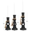 image:imageDeco 79 Wood Handmade Decorative Candle Holder Textured Matte Candle Stand with Beaded Garland Accent Set of 3 Candlestick Holder 14 12 10 H Black