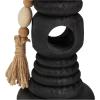 image:imageDeco 79 Wood Handmade Decorative Candle Holder Textured Matte Candle Stand with Beaded Garland Accent Set of 3 Candlestick Holder 14 12 10 H Black