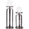 image:imageCosmoLiving by Cosmopolitan Aluminum Geometric Pillar Candle Holder Set of 2 14 10H BlackBlack