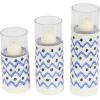 image:imageDeco 79 67110 LatticePatterned Ceramic Candle Holders 9 x 11 x 13 WhiteGreenClearBlackSilver