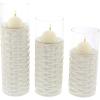 image:imageDeco 79 67110 LatticePatterned Ceramic Candle Holders 9 x 11 x 13 WhiteGreenClearWhiteClear