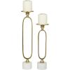 image:imageDeco 79 Aluminum Metal Decorative Candle Holder Paper Clip Pillar Candle Stand with Marble Base Set of 2 Candlestick Holder 19 15 H Gold