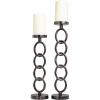 image:imageDeco 79 Aluminum Metal Geometric Decorative Candle Holder Chain Link Candle Stand Set of 2 Candlestick Holder 23 19 H Dark GrayDark Gray