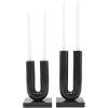 image:imageDeco 79 Aluminum Metal Geometric Decorative Candle Holder UShaped Candle Stand with White Marble Bases Set of 2 Candlestick Holder 9 11 H GoldBlack