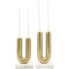 image:imageDeco 79 Aluminum Metal Geometric Decorative Candle Holder UShaped Candle Stand with White Marble Bases Set of 2 Candlestick Holder 9 11 H GoldGold