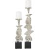 image:imageDeco 79 Aluminum Metal Shell Decorative Candle Holder Candle Stand with Black Marble Bases Set of 2 Candlestick Holder 20 14 H SilverSilver
