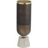image:imageDeco 79 Glass Colorblock Candle Holder with Gold Accents and Textured Silver Base 6 x 6 x 20 BronzeBronze