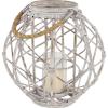 image:imageDeco 79 Large Round Woven Rattan White Lantern with Burlap Jute Rope Handle and Glass Insert 15 x 15