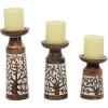image:imageDeco 79 Mango Wood Handmade Decorative Candle Holder Candle Stand Set of 3 Candlestick Holder 10 8 6H Brown
