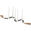 image:imageDeco 79 Marble Decorative Candle Holder Garland Candle Stand with Brown Tassel and Black Beads Candlestick Holder 42 x 2 x 2 White