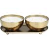 image:imageDeco 79 Metal Decorative Candle Egyptian Mint Scented Hammered 12 oz 2 Wick Aromatherapy Candle with White Wax Set of 2 Wax Aromatherapy Candle 10 W 3 H Gold