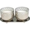 image:imageDeco 79 Metal Decorative Candle Set Vanilla Marshmallow Scented Cutout Spotted 7 oz 1 Wick Aromatherapy 8 W 4 H Silver