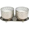 image:imageDeco 79 Metal Decorative Candle White Sage Scented Cutout Spotted 7 oz 1 Wick Aromatherapy Candle with White Wax Set of 2 Wax Aromatherapy Candle 8 W 4 H Silver