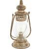 image:imageDeco 79 Metal Room Accent Lamp Distressed Antique Style Lantern Table Lamp Lamp 7 x 5 x 17 Bronze