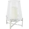 image:imageDeco 79 Stainless Steel Metal Hurricane Lamp with Stainless Steel X Shaped Base 10 x 10 x 16 ClearClear