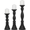 image:imageDeco 79 Wood Decorative Candle Holder Candle Stand Set of 3 Candlestick Holder 18 15 12 H GrayBlack
