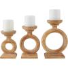 image:imageDeco 79 Wood Decorative Candle Holder Circular Ring Candle Stand Set of 3 Candlestick Holder 11 9 8 H BrownBrown