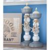 image:imageDeco 79 Wooden Votive Candle Holder with Knotted Rope Set of 2 4L x 12H 4L x 10H White and GrayWhite and Gray