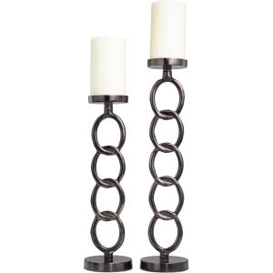 image:imageDeco 79 Aluminum Metal Geometric Decorative Candle Holder Chain Link Candle Stand Set of 2 Candlestick Holder 23 19 H Dark GrayDark Gray