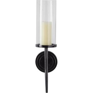 image:imageDeco 79 Aluminum Metal Single Candle Wall Sconce 5 x 7 x 16 GrayBlack