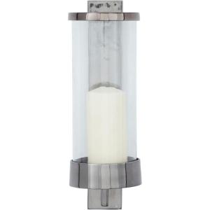 image:imageDeco 79 Aluminum Metal Single Candle Wall Sconce 5 x 7 x 16 GrayGray