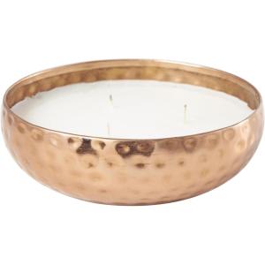image:imageDeco 79 Metal Decorative Candle Tropical Breeze Scented Hammered 20 oz 3 Wick Aromatherapy Candle with White Wax Wax Aromatherapy Candle 7 x 7 x 2 Copper