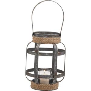 image:imageDeco 79 Metal Round with Rope 9 x 9 x 12 Gray