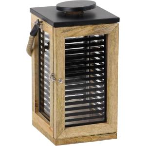image:imageDeco 79 Traditional Louvered Design Candle Lantern 9 W x 15 H Black Brown