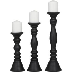 image:imageDeco 79 Wood Decorative Candle Holder Candle Stand Set of 3 Candlestick Holder 18 15 12 H GrayBlack