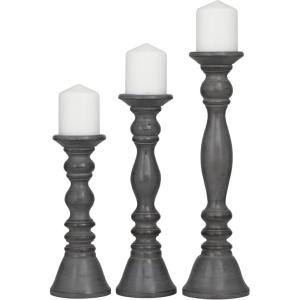 image:imageDeco 79 Wood Decorative Candle Holder Candle Stand Set of 3 Candlestick Holder 18 15 12 H GrayGray