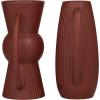 image:imageDeco 79 Ceramic Decorative Vase Ribbed Centerpiece Vases with Handles Set of 2 Flower Vases for Home Decoration 7W 12H RedRed