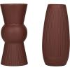 image:imageDeco 79 Ceramic Decorative Vase Ribbed Centerpiece Vases with Handles Set of 2 Flower Vases for Home Decoration 7W 12H RedRed
