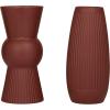 image:imageDeco 79 Ceramic Decorative Vase Ribbed Centerpiece Vases with Handles Set of 2 Flower Vases for Home Decoration 7W 12H RedRed