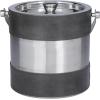 image:imageDeco 79 Leather Handmade Ice Bucket with Lid 8 x 7 x 12 BrownGray