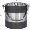 image:imageDeco 79 Leather Handmade Ice Bucket with Lid 8 x 7 x 12 BrownGray