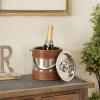 image:imageDeco 79 Leather Handmade Ice Bucket with Lid 8 x 7 x 12 BrownTan
