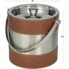 image:imageDeco 79 Leather Handmade Ice Bucket with Lid 8 x 7 x 12 BrownTan