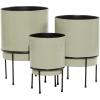 image:imageDeco 79 Metal Indoor Outdoor Planter Small Planter Pot with Removable Black Stand Set of 3 Planters 10 13 14H GrayGray