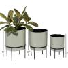 image:imageDeco 79 Metal Indoor Outdoor Planter Small Planter Pot with Removable Black Stand Set of 3 Planters 10 13 14H GrayGray