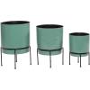image:imageDeco 79 Metal Indoor Outdoor Planter Small Planter Pot with Removable Black Stand Set of 3 Planters 10 13 14H GrayTeal
