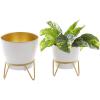 image:imageDeco 79 Metal Indoor Outdoor Planter Small Planter Pot with Removable Stand Set of 2 Planters 11 9H White