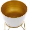 image:imageDeco 79 Metal Indoor Outdoor Planter Small Planter Pot with Removable Stand Set of 2 Planters 11 9H White