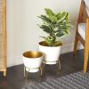image:imageDeco 79 Metal Indoor Outdoor Planter Small Planter Pot with Removable Stand Set of 2 Planters 11 9H White